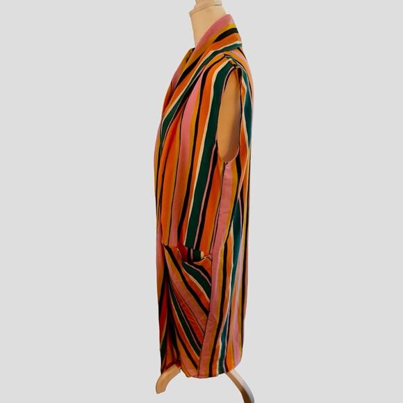 Dubgee by Whoopi Goldberg Colorful Stripe Sleeveless Shift Midi Dress Pockets, S - Picture 3 of 7